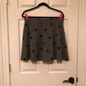 Grey skirt with black hearts